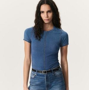 Rag & Bone Miramar Jersey Baby Tee - Blue Cosmos- Small